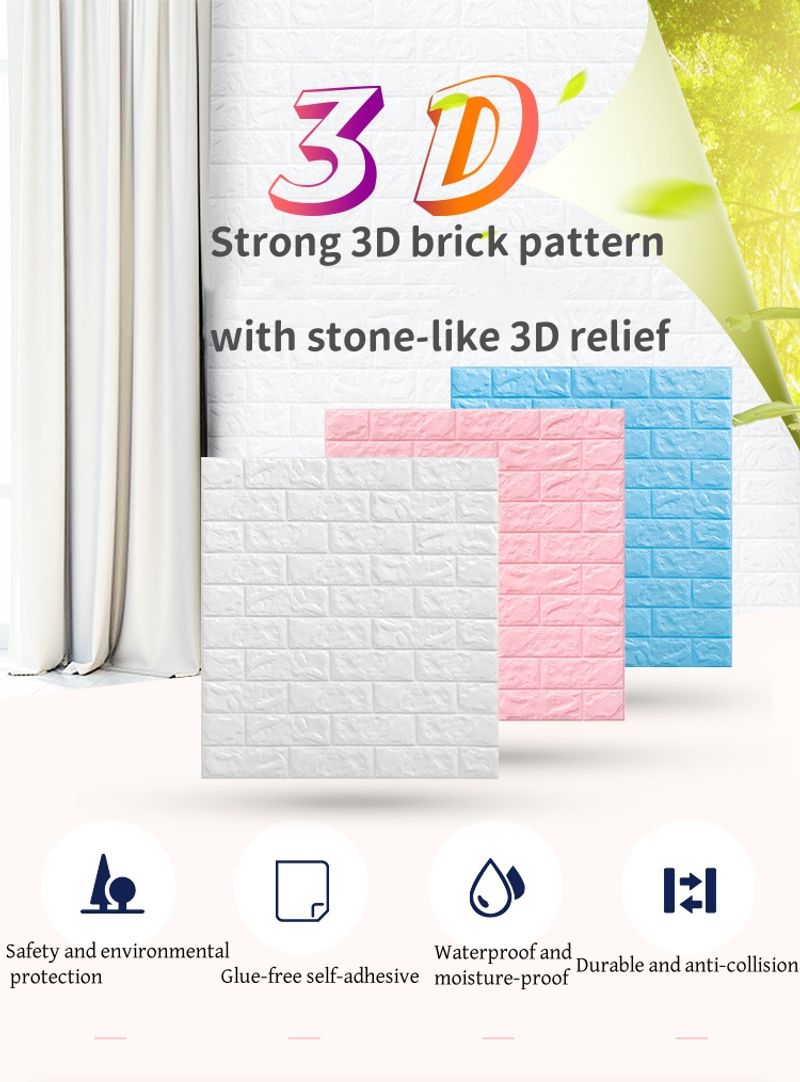 3D three-dimensional wall stickers, foam brick pattern self-adhesive wallpaper, decorative background wall wallpaper for bedroom, waterproof and moisture-proof sticker, cost-effective and convenient, easy to install