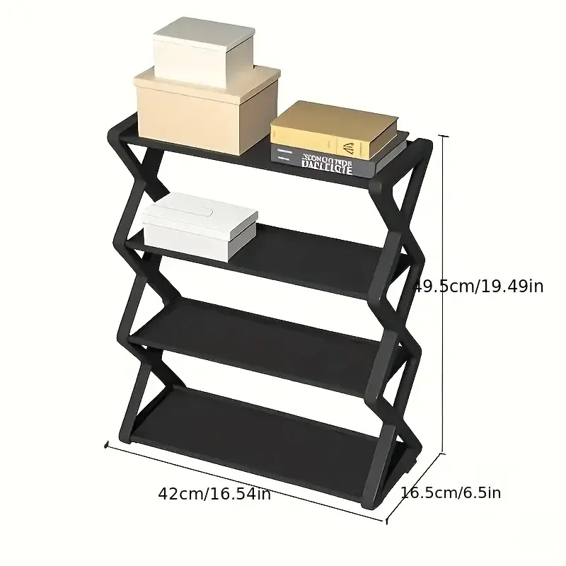 Steel Frame Foldable Shoe Rack with PP Plastic & Fabric Layers Foldable Shoe Rack