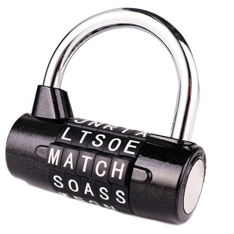 HXH-57 Large 5-Digit Combination Padlock, Alloy Material, U-Shaped Alphabet Code Lock for Gym Cabinets Security