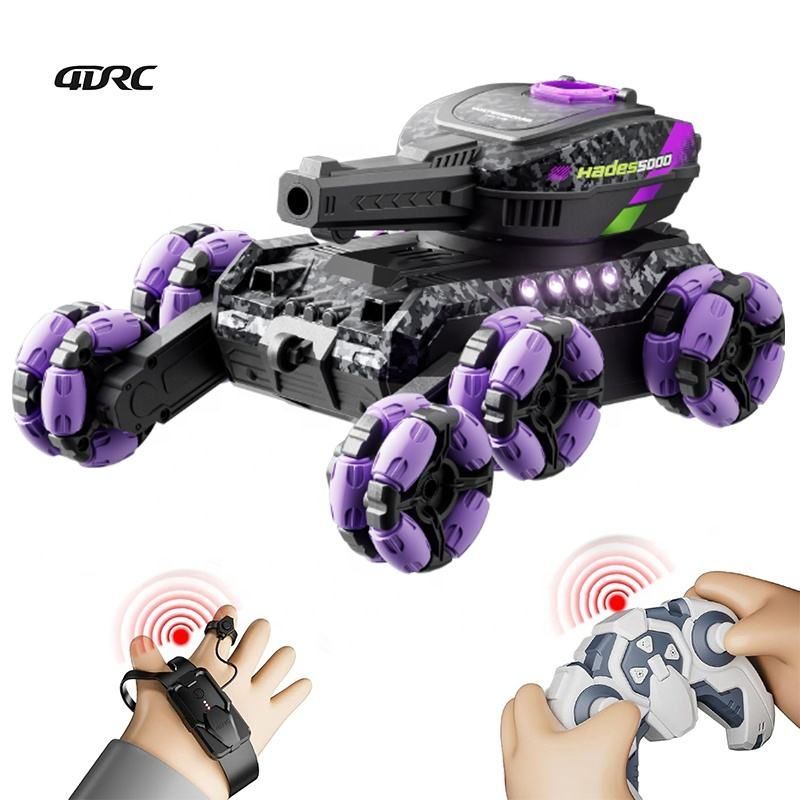 4DRC 8-Wheel Stunt Y13 Remote Control Water Bomb Launching Tank Car, Children's Toy Gesture Induction Off-Road Vehicle