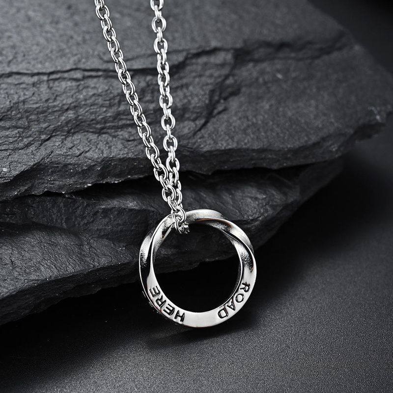 Stainless Steel Mobius Ring Box Chain Geometric Classic Necklace Trendy Unisex Universal Couple Pendant