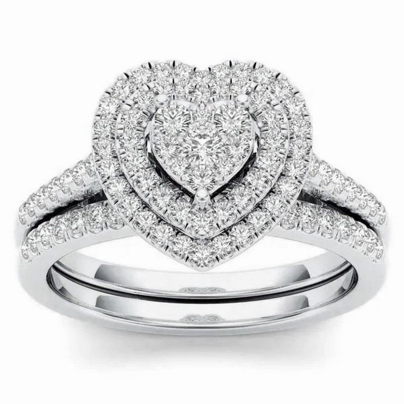 Princess cut carat moissanite ring set for women, engagement ring