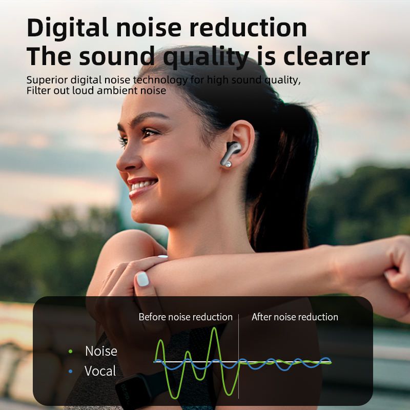 Ultra-long battery life digital display in-ear noise-canceling true wireless earbuds Shenzhenhuaqiangbei digital Bluetooth cross-border export digital display