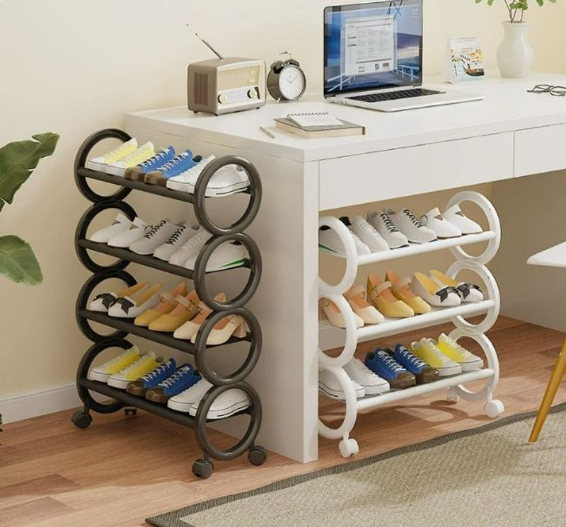 Modern minimalist multi-layer shoe storage rack made of PP material, dustproof type, suitable for entryways and narrow home aisles