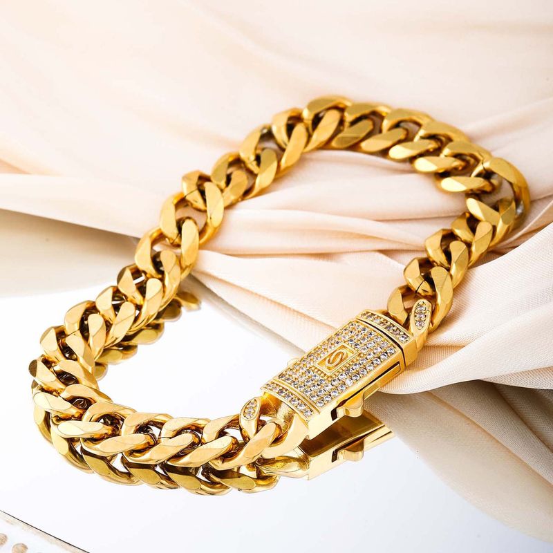 New Style Hip-hop Cuban Double-layer Bracelet, ins Light Luxury, Trendy and Cool Bracelet, Fashionable and Personalized Cuban Chain 复制