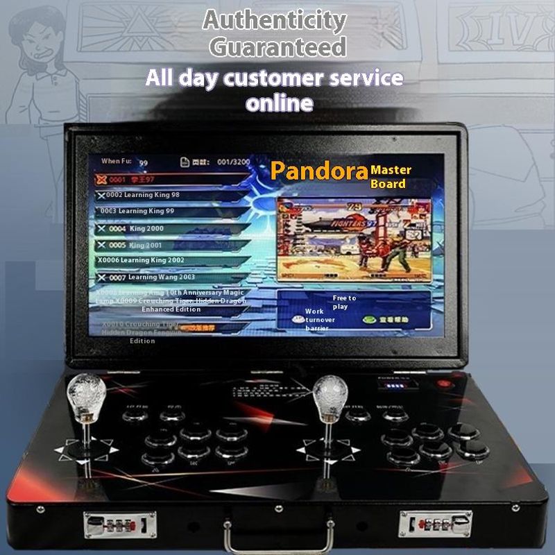 17.5-inch foldable portable dual-joystick game console, classic retro desktop flip-top fighting arcade machine