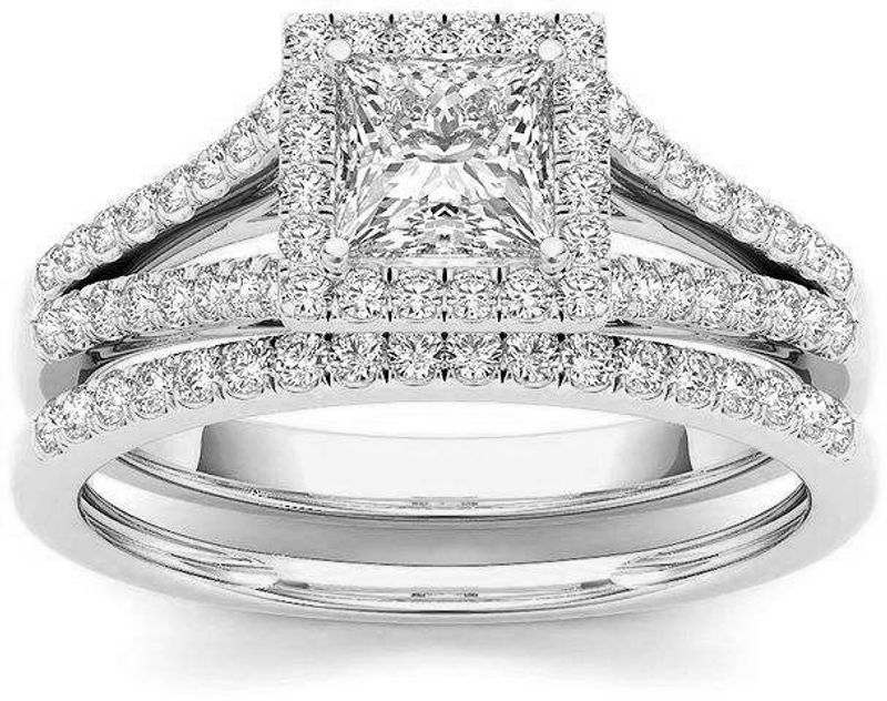 Princess cut carat moissanite ring set for women, engagement ring