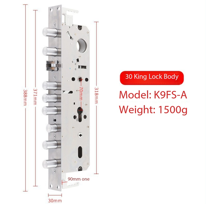 Yuema Multifunctional Stainless Steel Lock Body, Square Bolt, Cylindrical Anti-Jam Gear, Double Active & Double Quick Smart Lock Body for Security Doors