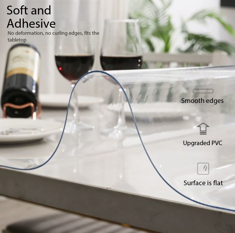 Dopamine-style transparent table mat, PVC soft glass, waterproof, oil-proof, heat-resistant, wash-free table cloth, cartoon mat for coffee tables and dining tables