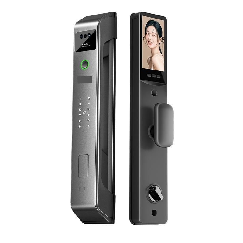 Face Recognition Smart Door Lock, Fingerprint & Password Entry Smart Lock for Front Door, Triple-Camera Monitoring, Cross-Border Tuya, Palm Vein Recognition