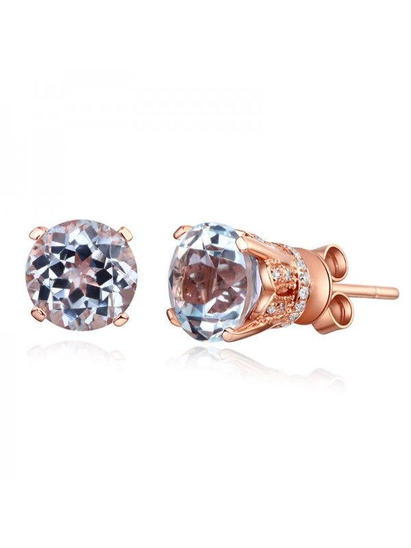 Wedding Ring Price In Saudi Arabia  1.55ct each, Vintage Round Cut White Topaz and Diamond Earrings, 14kt Rose Gold