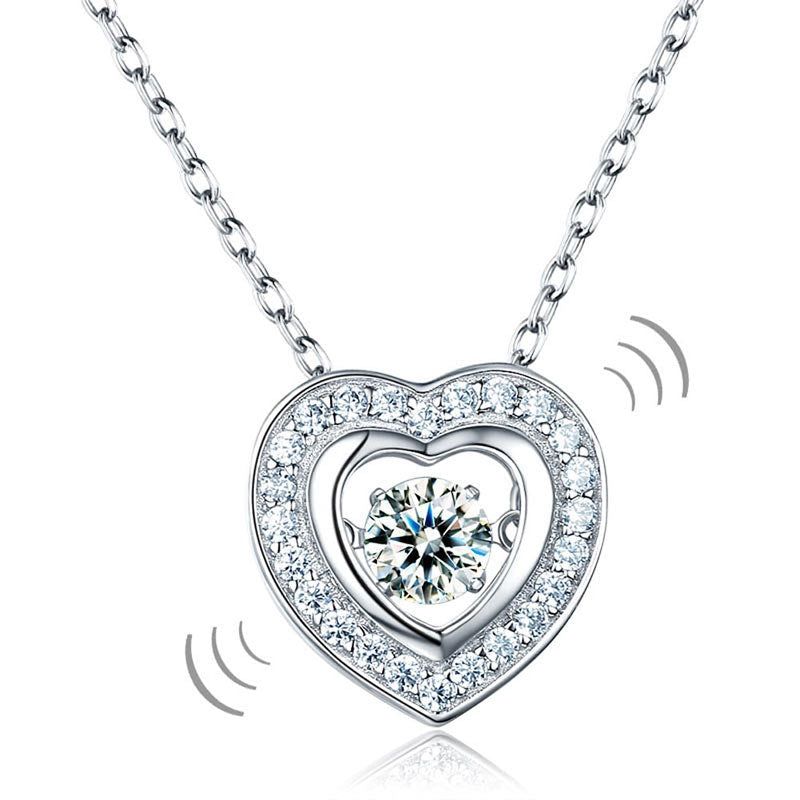 Average Cost Of Wedding In Singapore  Dancing Stone Heart Halo Pendant, Sterling Silver