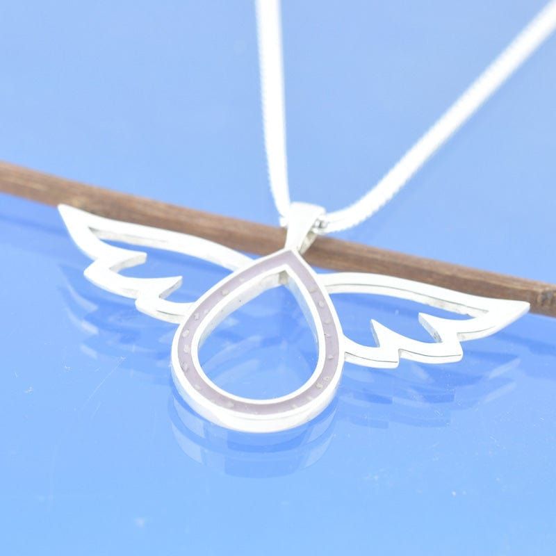 Cremation Ash Necklace - Angel Wing Teardrop