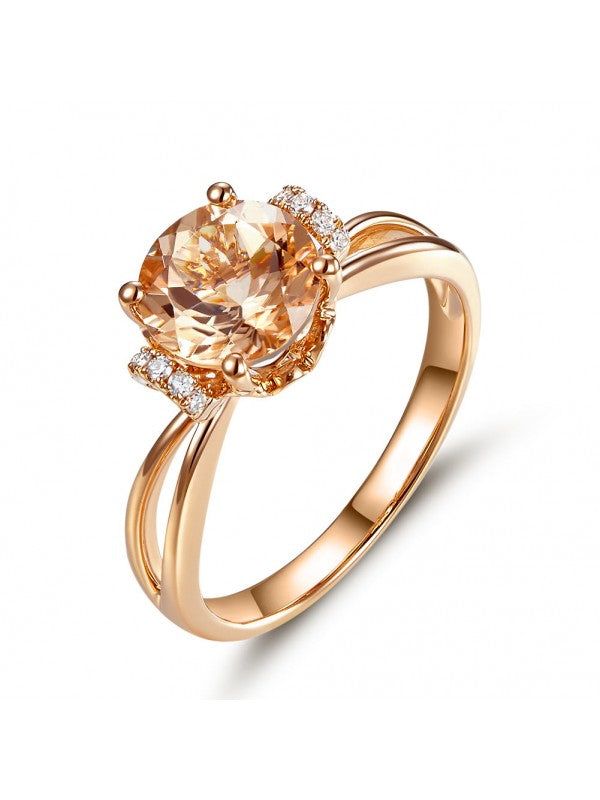 Wedding Ring Australia  1.20ct Rose Gold, Round Cut Morganite Engagement Ring, Available in All Metals