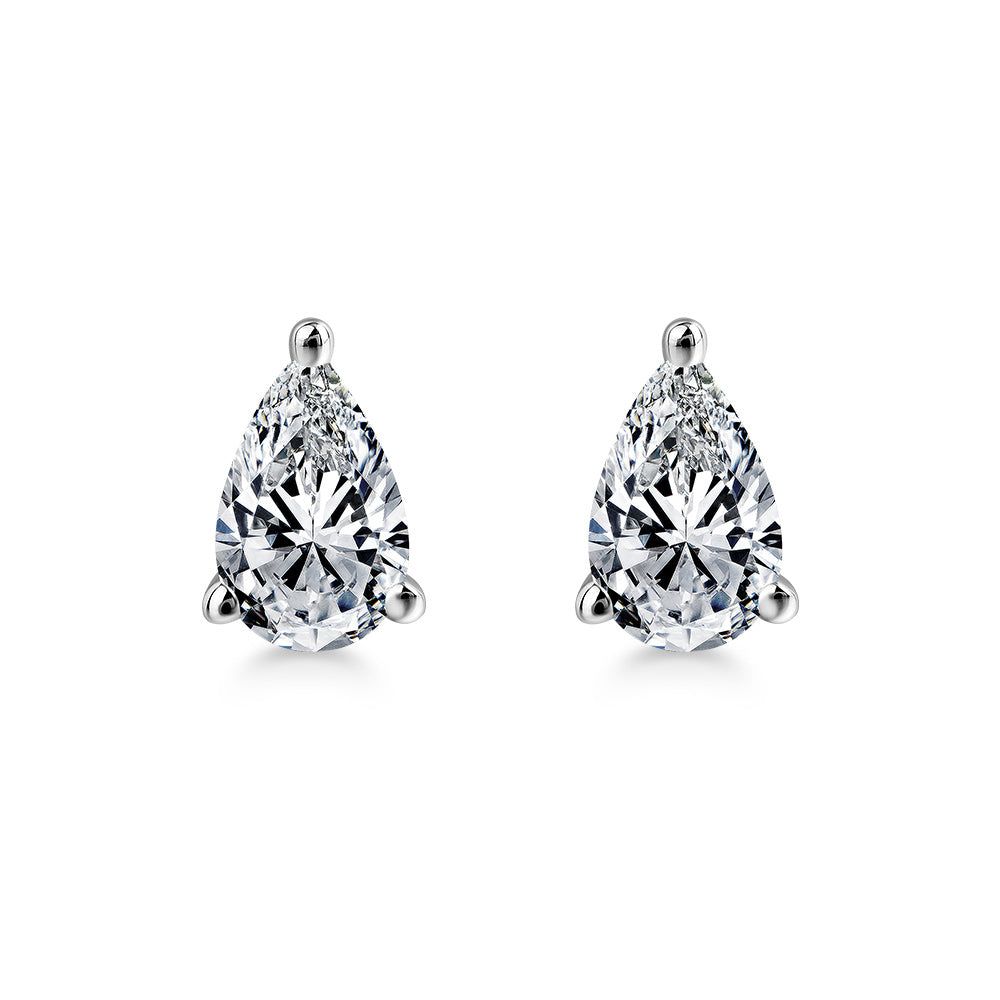 Bridal Ring Sets Australia  1.00ct each, Pear Cut Moissanite Stud Earrings, 925 Sterling Silver