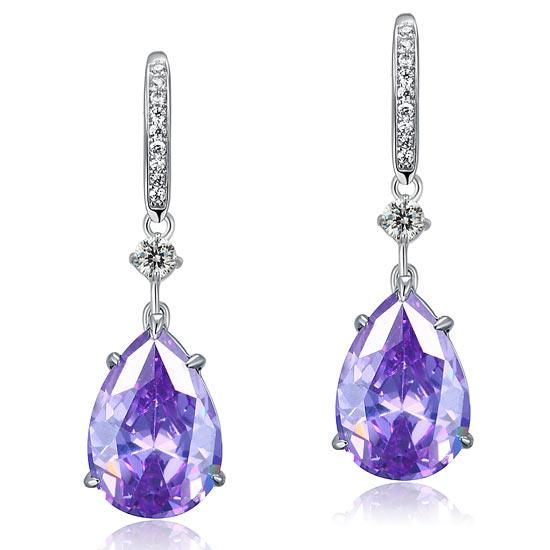 Engagement Rings In Kuwait  4.00ct each, Vintage Art Deco, Pear Cut Purple Amethyst Drop Earrings, 925 Sterling Silver