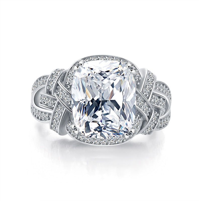 Engagement Rings Kuwait  5.00ct Cushion Cut, Diamond Halo Engagement Ring, 925 Silver