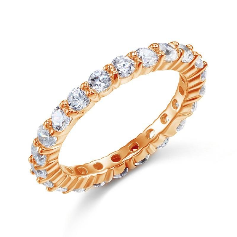 Diamond Wedding Rings Australia  2.25ct Daimond Eternity Ring, 3.00mm Round Cut, 925 Sterling Silver, Rose Gold Plated