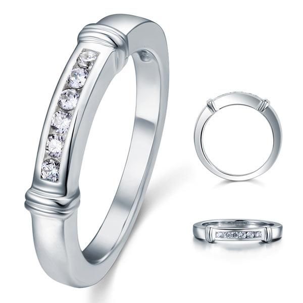 Average Price For Engagement Ring Australia  0.18ct Daimond Eternity Ring, 3.5mm Wide, 925 Sterling Silver