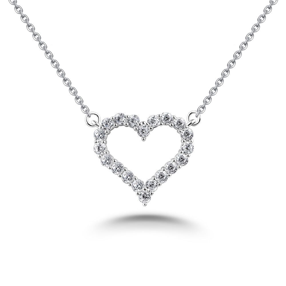 Adelaide Wedding Rings  Diamond Heart Pendant, Love Heart Diamond Necklace, 925 Silver