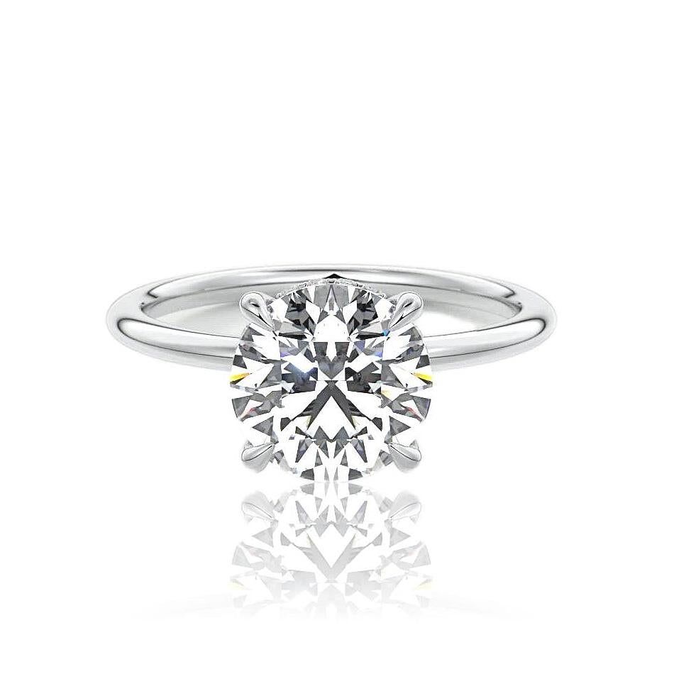 Engagement Ring Singapore Price  Round Cut Hidden Halo Diamond Engagement Ring