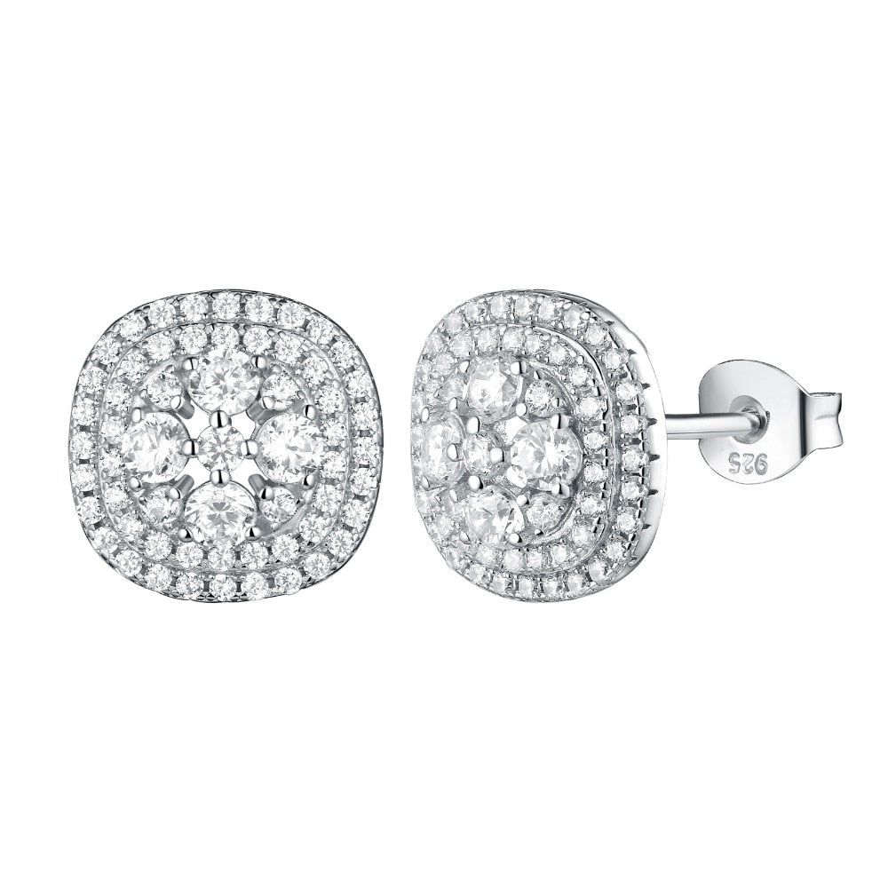 Wedding Band Sets Australia  0.75ct each, Round Cut Diamond Cluster Stud Earrings, 925 Sterling Silver