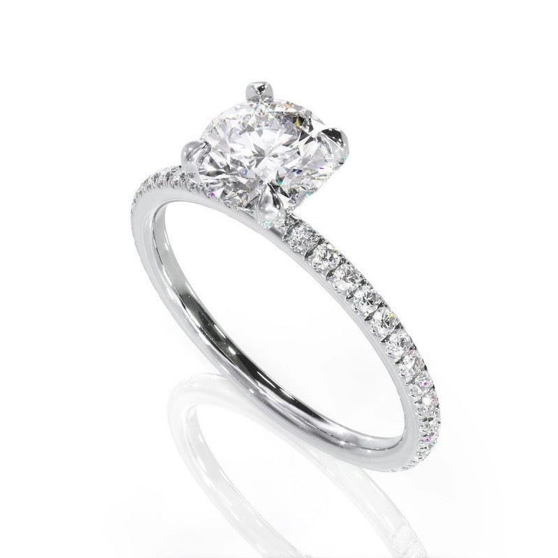 Best Wedding Bands Singapore  Round Cut Moissanite Engagement Ring, Delicate Design