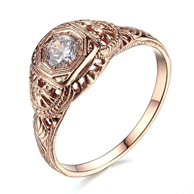 18k Gold Wedding Ring Price In Saudi Arabia  0.30ct Round Cut Moissanite Engagement Ring, Vintage Design, Available in 10Kt, 14Kt or 18kt Rose Gold