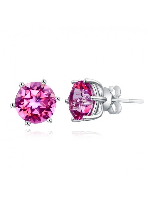 Diamond Wedding Band Australia  2.50ct each, Round Cut Pink Topaz Earrings, 14kt White Gold