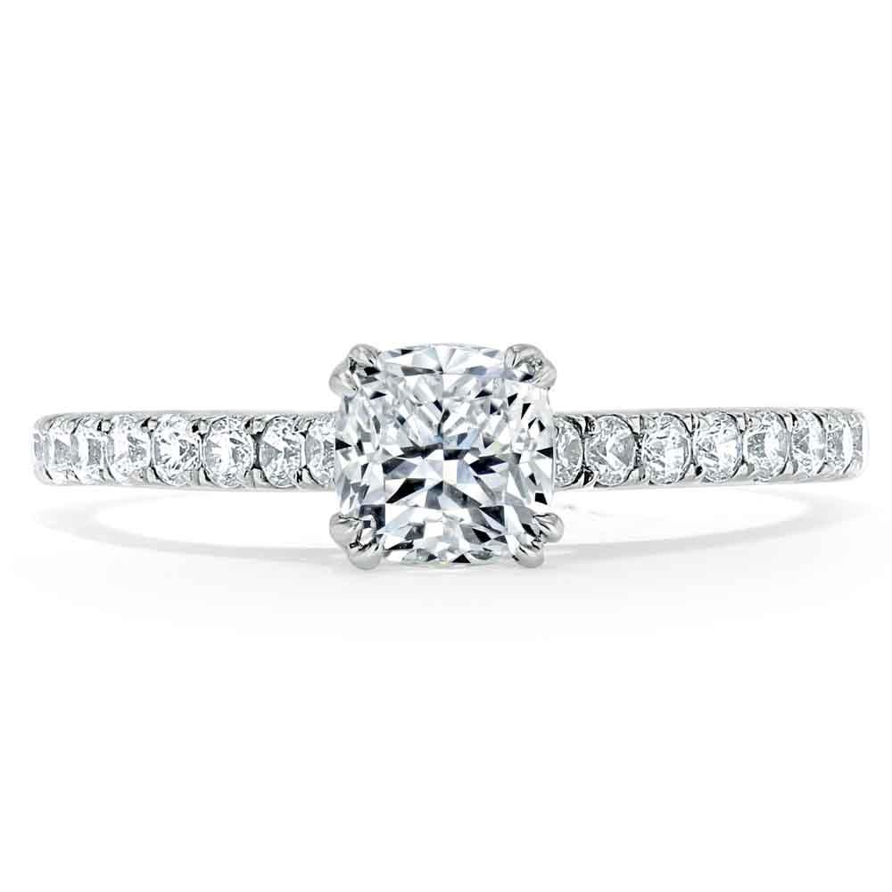 Affordable Wedding Bands Singapore  Cushion Cut Moissanite Engagement Ring, Classic Style