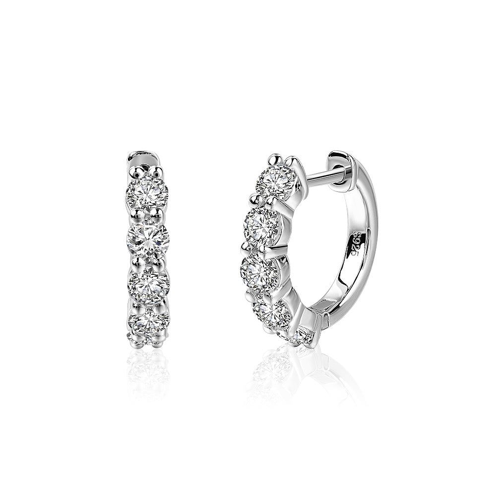 Wedding Band Sets Australia  0.75ct Moissanite Hoop Earrings, 925 Sterling Silver