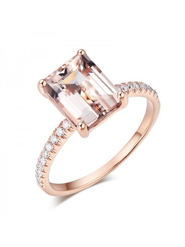 Black Mens Rings Australia  2.80ct Rose Gold, Emerald Cut Morganite Engagement Ring, Available in All Metals