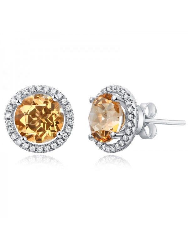 Diamond Wedding Band Australia  2.50ct each, Round Cut Citrine and Diamond Earrings, 14kt White Gold