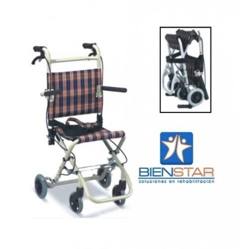 Silla De Ruedas Tipo Traslado De Acero Tapiceria De Tela Pesa 10 Kg Soporta 115 Kg