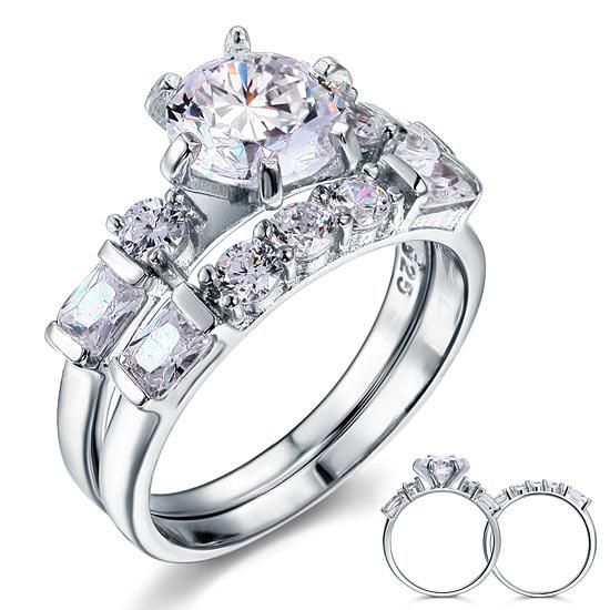 Saudi Arabia Engagement Rings  2.00ct Vintage Round Cut Diamond Bridal Ring Set, 925 Sterling Silver