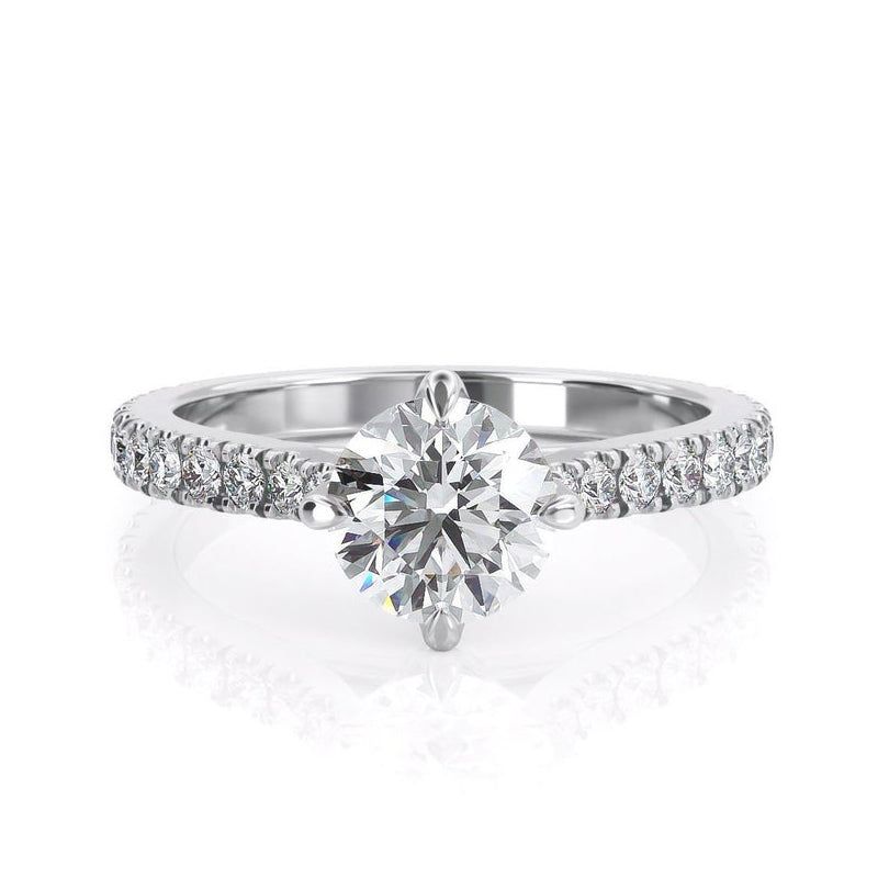 Best Wedding Bands Singapore  Round Cut Moissanite Engagement Ring, Compass Setting