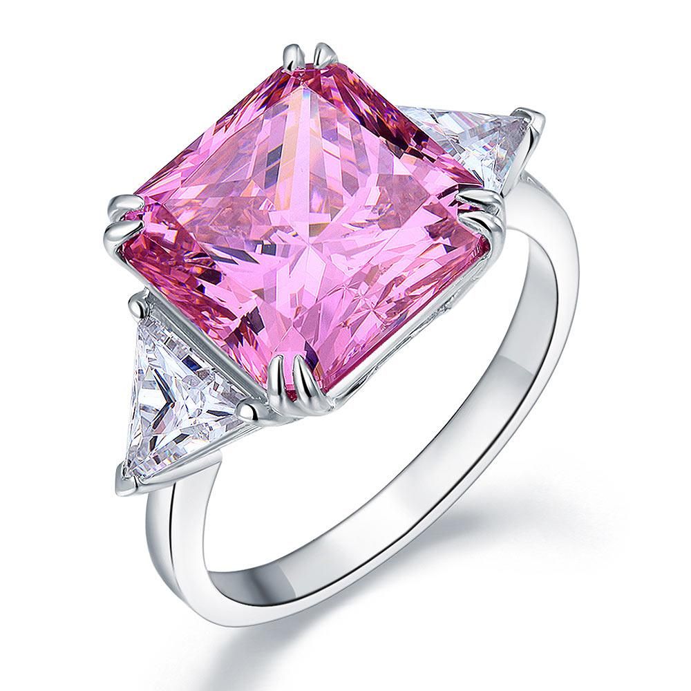 Mens Wedding Ring Perth  8.00ct Classic Radiant Cut Pink Diamond Engagement Ring, 925 Silver