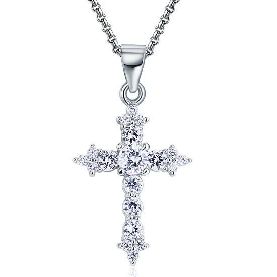 Wedding Ring Price In Saudi Arabia  1.75ct Diamond Cross Pendant, Crucifix Diamond Necklace, 925 Silver