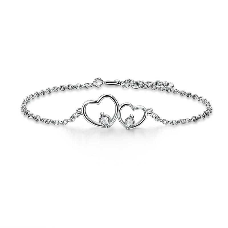 Tokyo Engagement Ring  925 Sterling Silver Bracelet, Linking Hearts Bridal Gift Bracelet