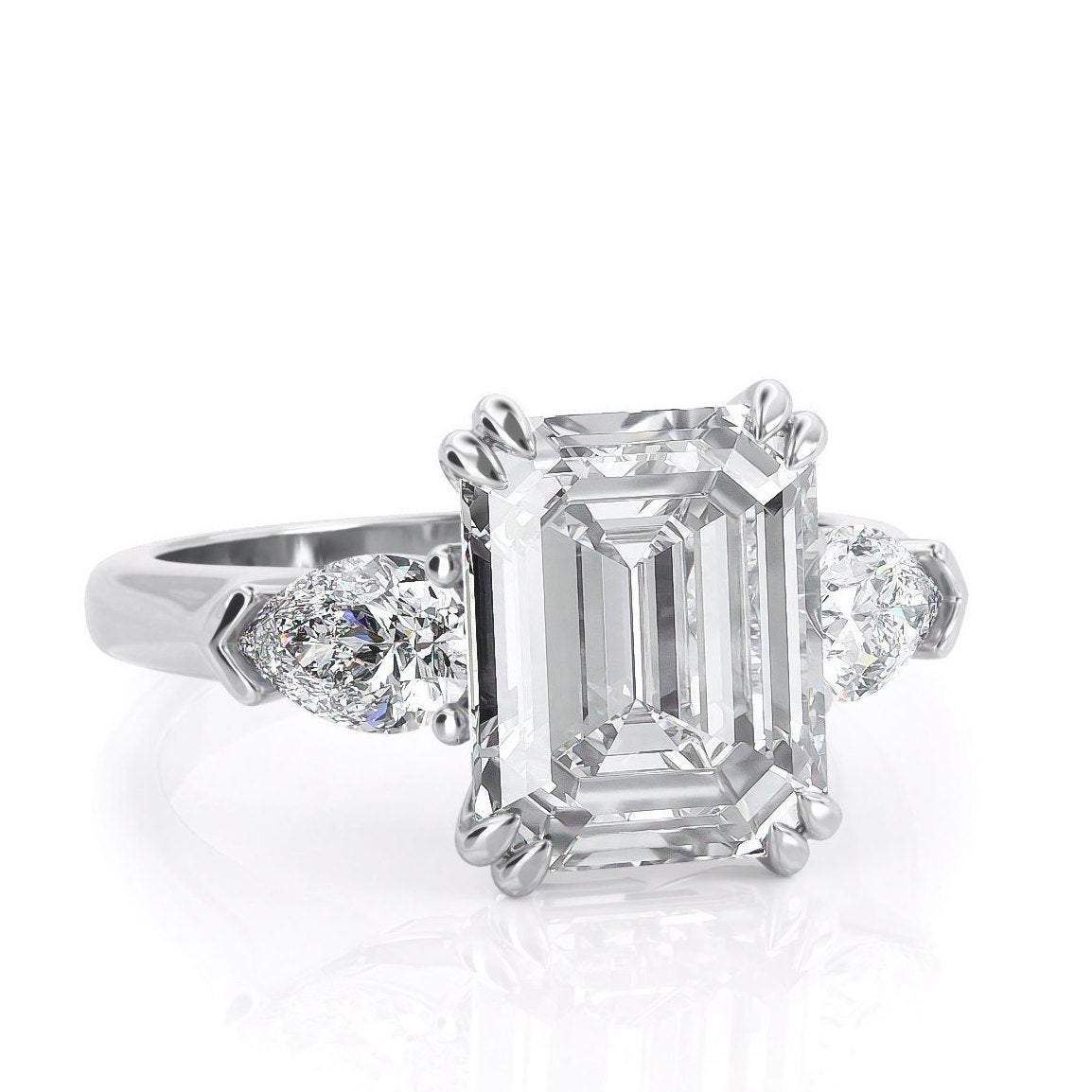 White Gold Engagement Rings Australia  Emerald Cut Moissanite, Classic Engagement Ring