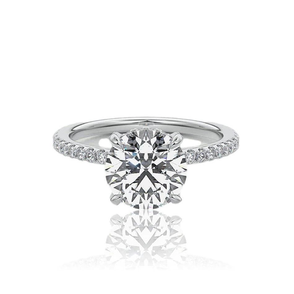 Engagement Ring Singapore Price  Round Cut Hidden Halo Moissanite Engagement Ring