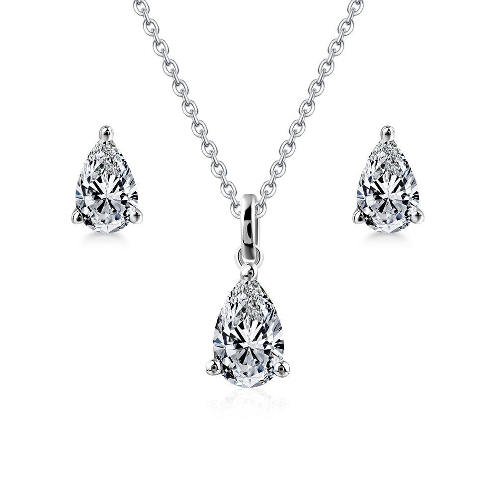 Mens Engagement Rings Nz  3.00ct Total, Moissanite Pendant &amp; Earring Set, 925 Sterling Silver