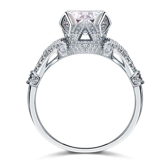 Saudi Arabia Engagement Rings  2.00ct Vintage Diamond Engagement Ring, Round Brilliant Cut, 925 Silver