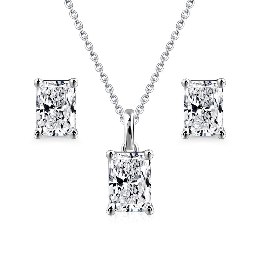 Mens Diamond Rings Australia  3.00ct Total, Moissanite Pendant &amp; Earring Set, 925 Sterling Silver