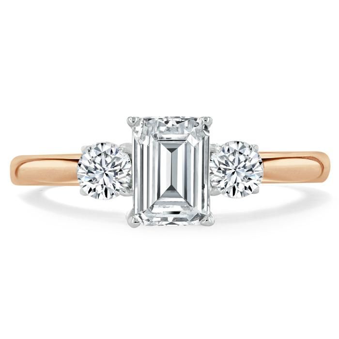 Adelaide Wedding Rings  Emerald Cut Moissanite Engagement Ring, Classic 3 Stone