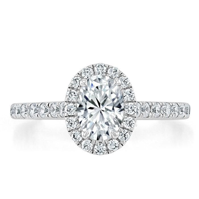 Customised Wedding Ring Singapore  Oval Cut Moissanite Halo Engagement Ring, Tiffany Style