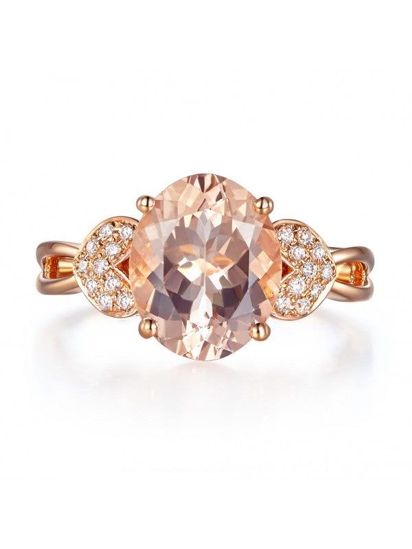 Affordable Engagement Rings Australia  3.50ct Rose Gold, Oval Cut Morganite Engagement Ring, Available in All Metals