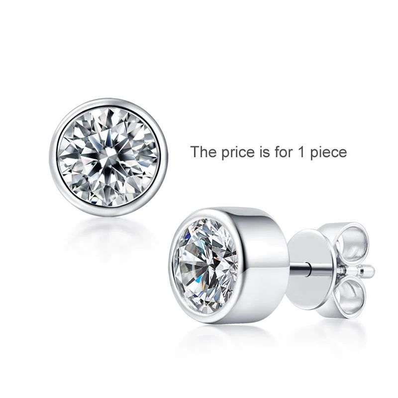 Wedding Ring Sets Australia   1.00ct (1 piece), Round Cut Moissanite Stud Earring, 925 Silver