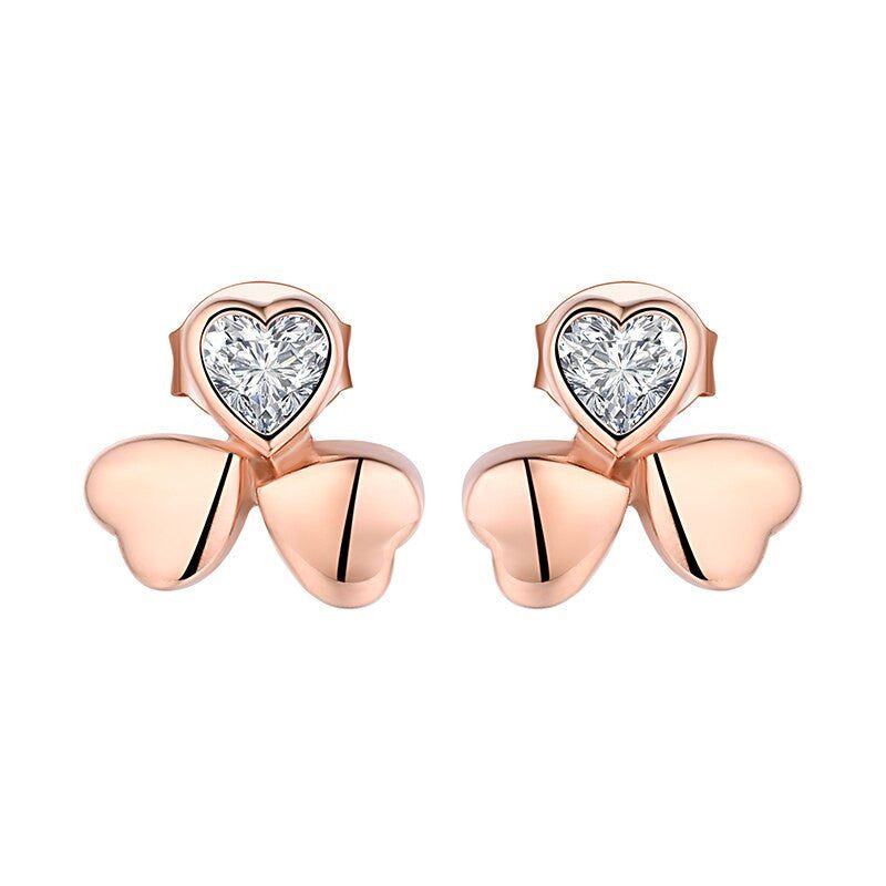 Average Engagement Ring Price Australia  0.25ct each, Heart Cut Rose Gold Diamond Stud Earrings, 925 Sterling Silver, 18ct Rose Gold Vermeil