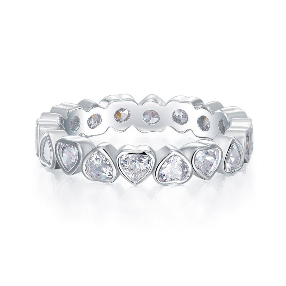 Mens Wedding Rings Australia  1.00ct Heart Shaped Diamond, Full Eternity Ring, 925 Sterling Silver